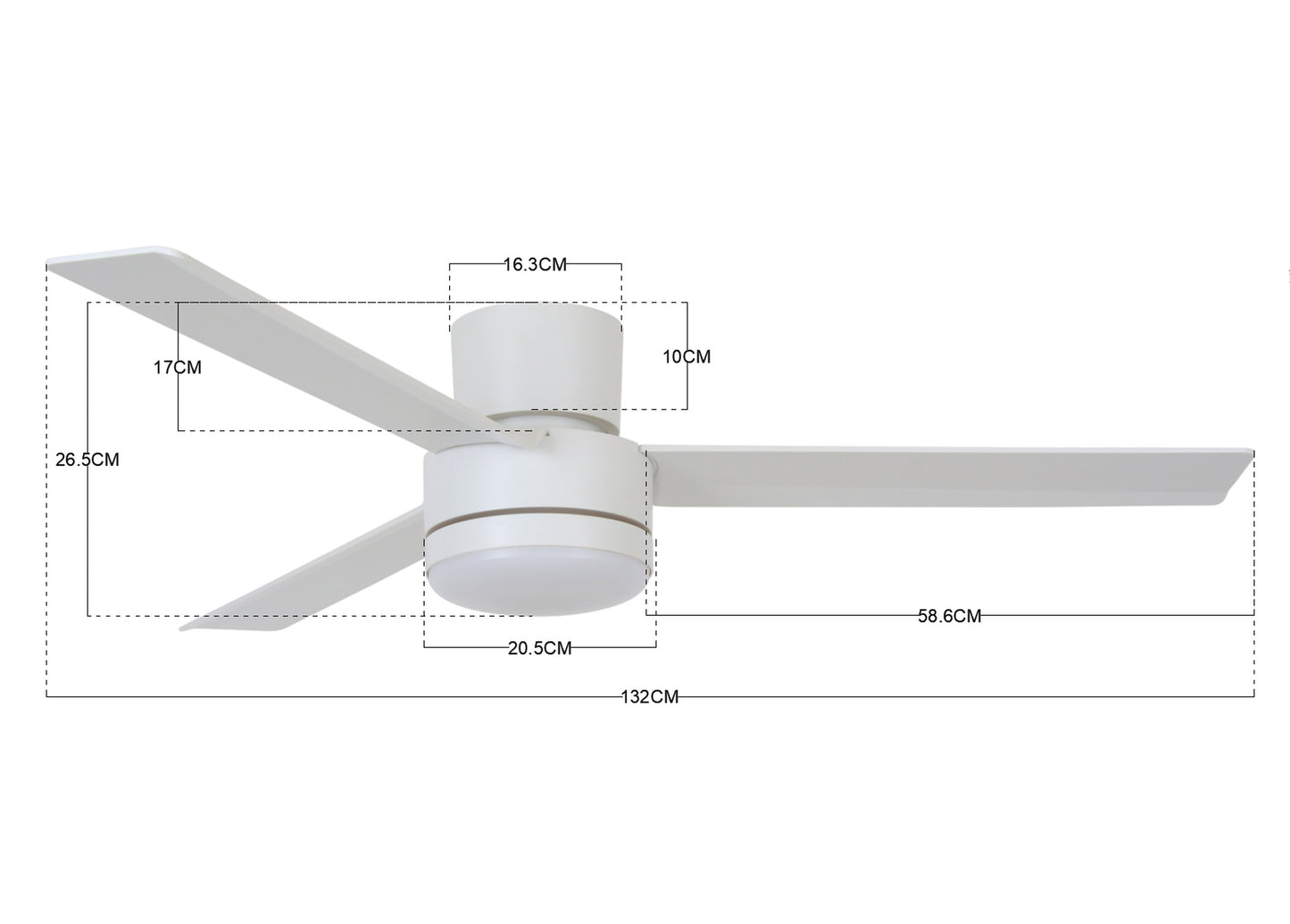 Deckenventilator Lagoon, 132 cm ∅, 3 Geschwindigkeiten, inkl. Wandschalter/Fernbedienung