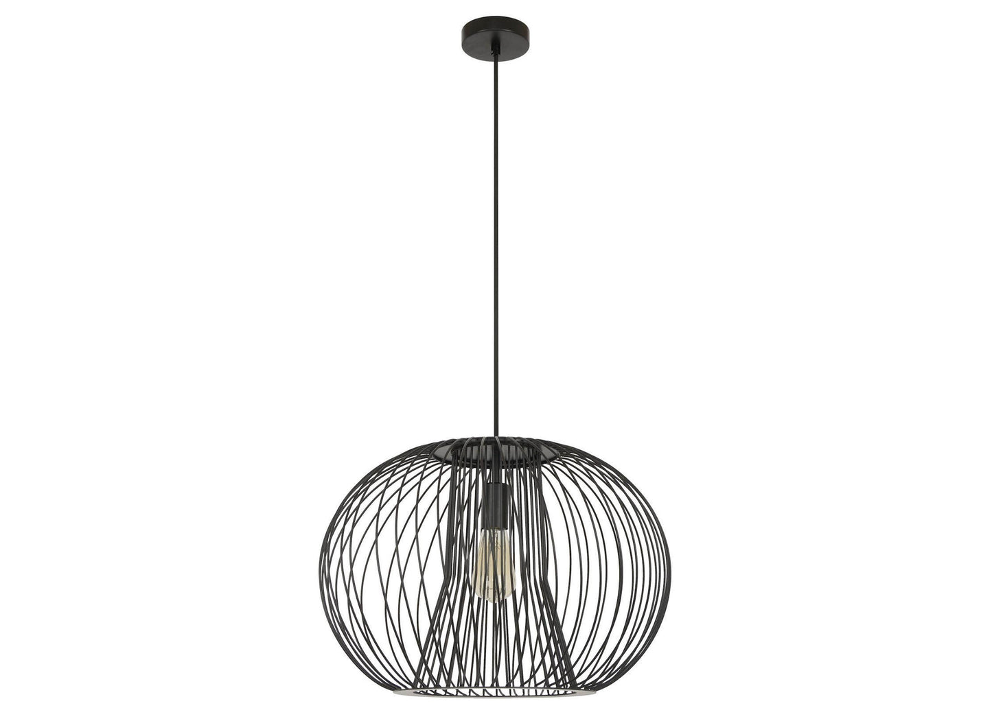 Pheonix pendant light, round lamp frame, black, E27 socket