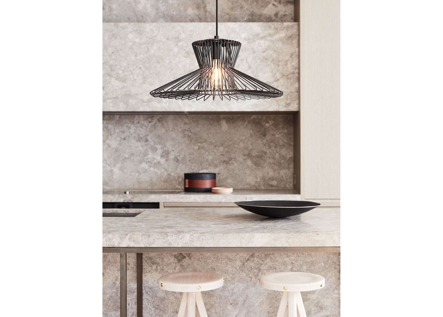 Pendant lamp Pheonix, lamp frame Flair, black, E27 socket