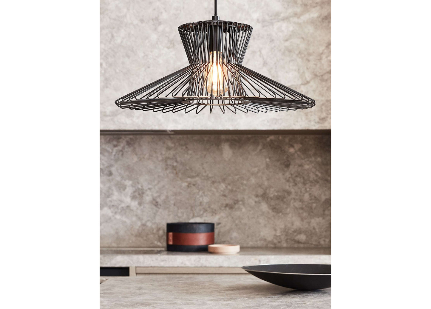 Pendant lamp Pheonix, lamp frame Flair, black, E27 socket