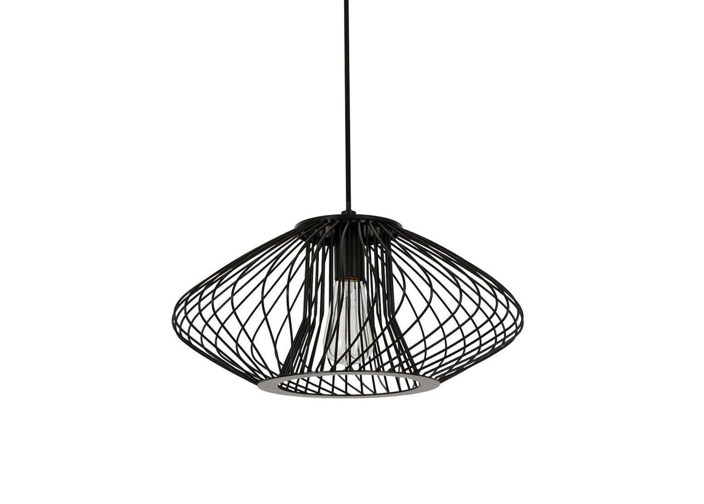 Pendant lamp Pheonix, lamp frame Squat, black, E27 socket