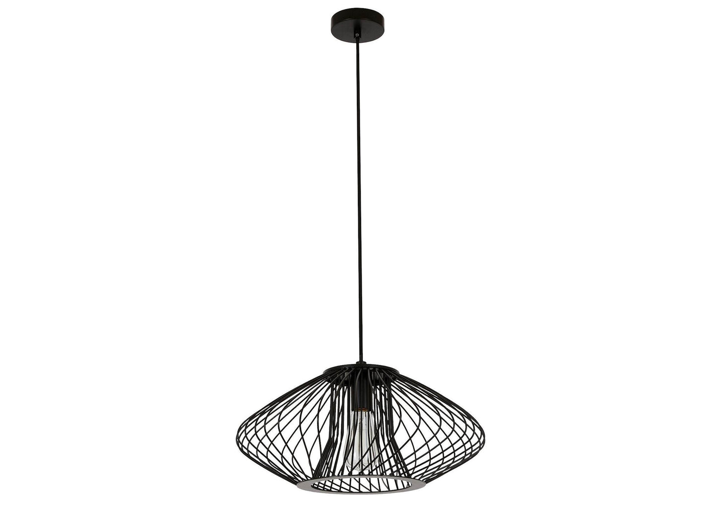 Pendant lamp Pheonix, lamp frame Squat, black, E27 socket