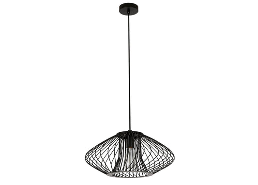 Pendant lamp Pheonix, lamp frame Squat, black, E27 socket