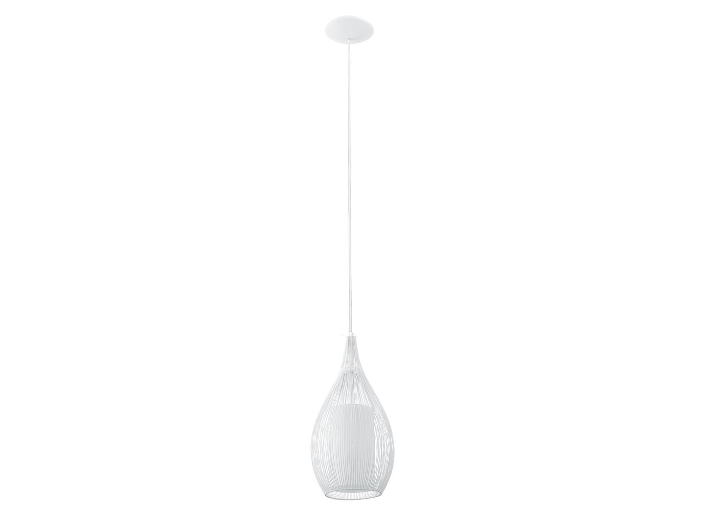 Solis pendant lamp, metal lamp frame, white glass shade, E27 socket