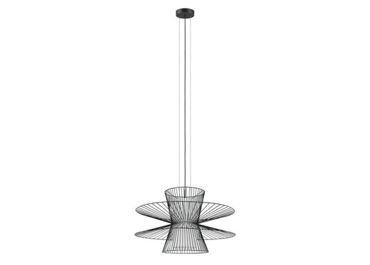 Dulverton pendant lamp, black lamp frame, white glass shade, E27 socket