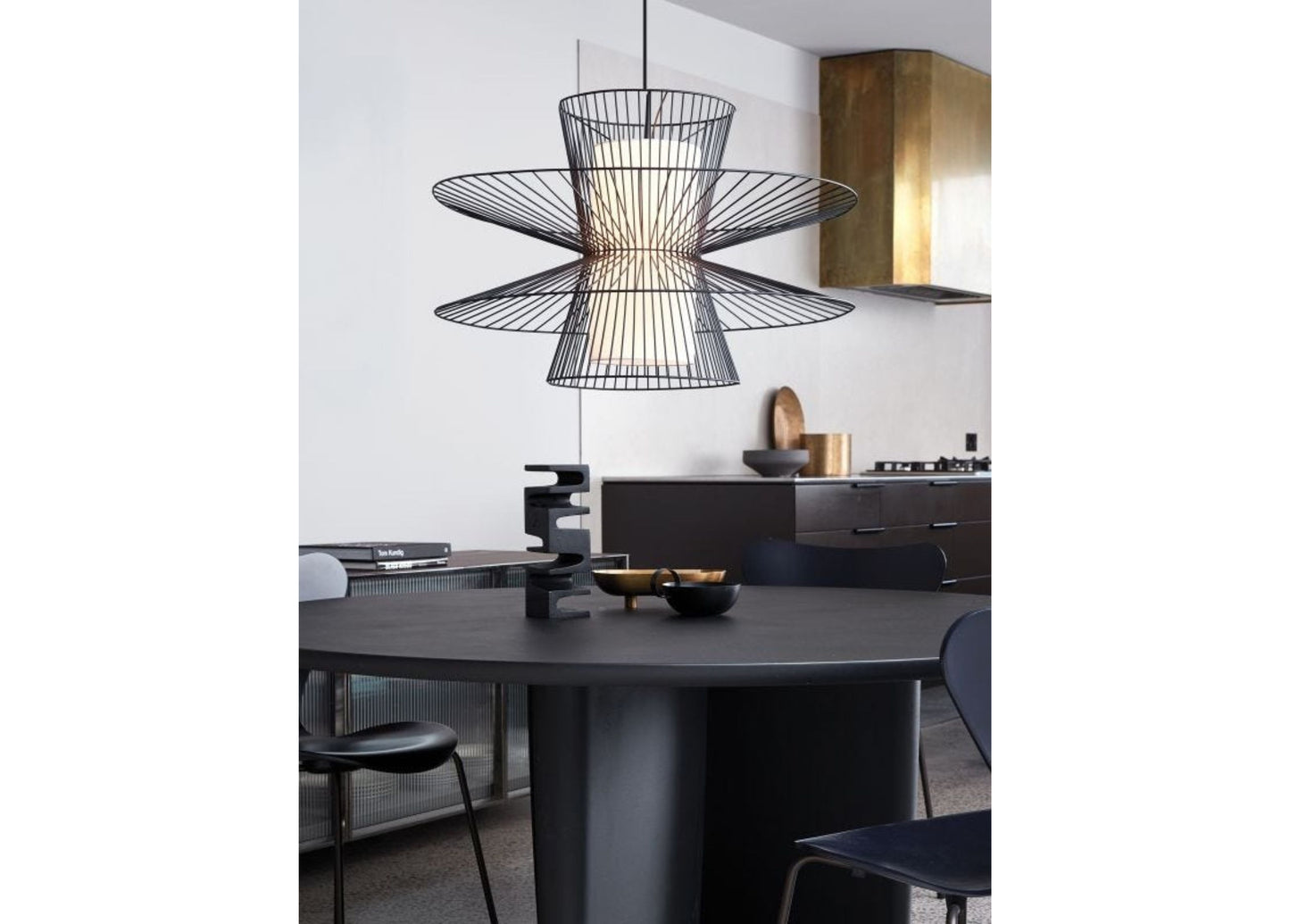 Dulverton pendant lamp, black lamp frame, white glass shade, E27 socket