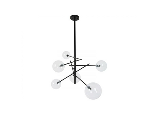 Pendant lamp Aksel, glass shade round, 6-bulb, G9 base