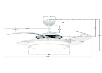 Ceiling fan Fanaway EVO 2, 122 cm ∅, 3 speeds, including remote control