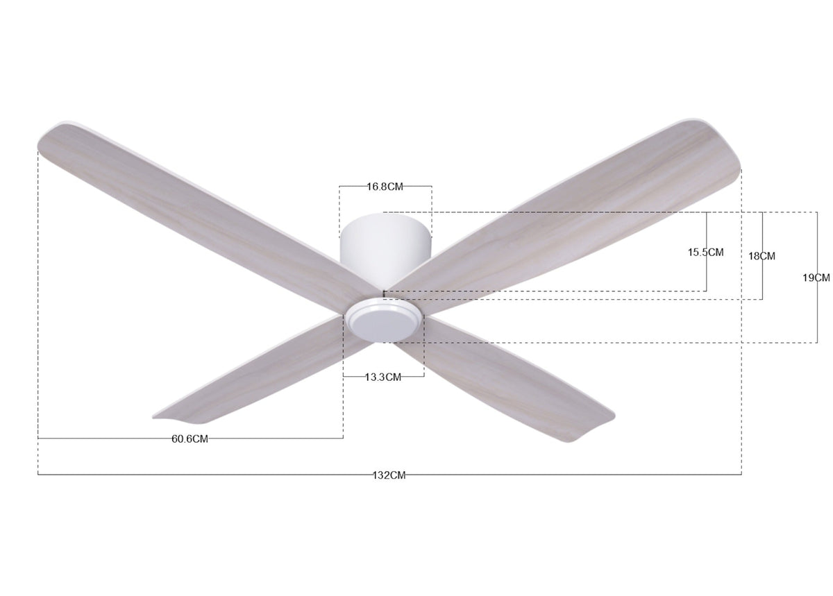Fraser 132 cm Weiß / Eiche – Maße