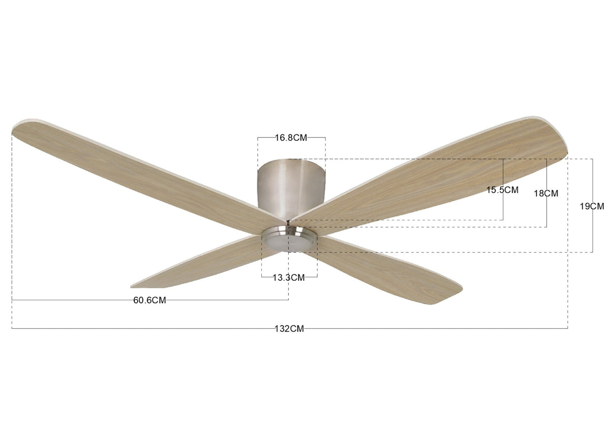 Fraser 132 cm Chrom / Teak – Maße