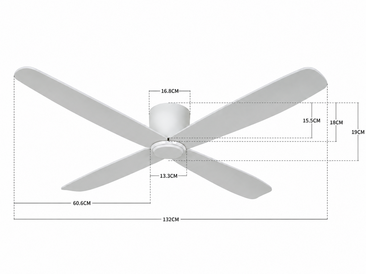 Fraser 132 cm Weiß – Maße