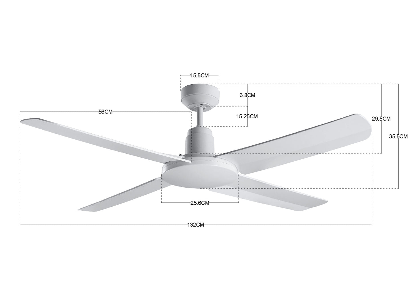 Deckenventilator Nautilus, 132 cm ∅, 3 Geschwindigkeiten, IP55, inkl. Wandschalter