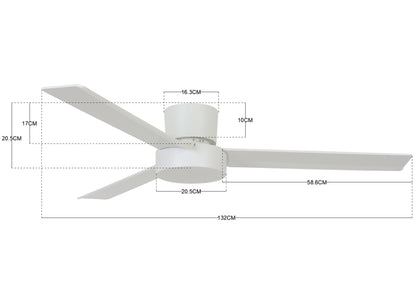 Ceiling fan Lagoon, 132 cm ∅, 3 speeds, incl. wall switch/remote control