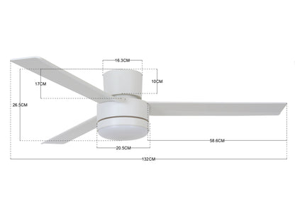 Ceiling fan Lagoon, 132 cm ∅, 3 speeds, incl. wall switch/remote control