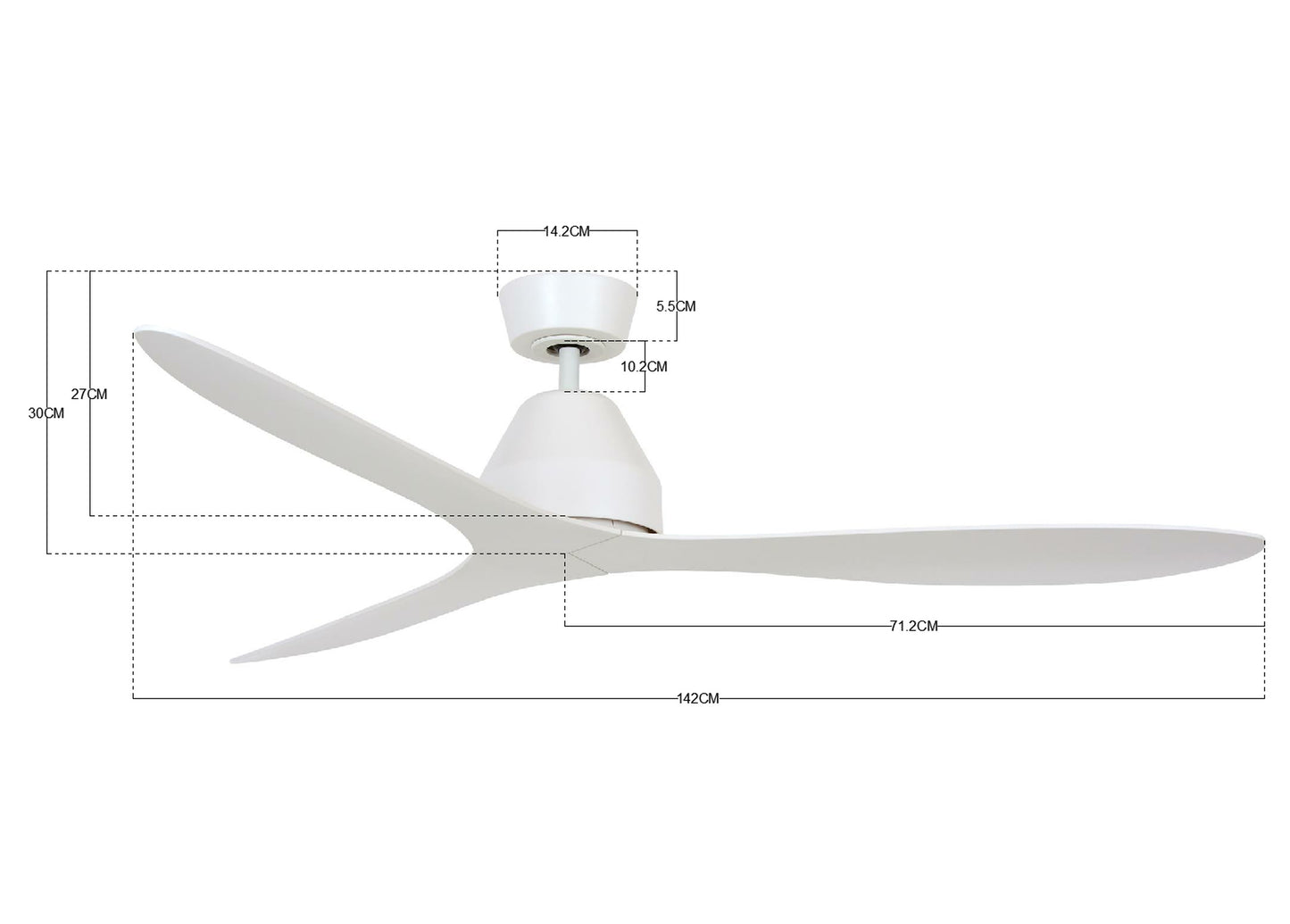 Deckenventilator Whitehaven, 142 cm ∅, 6 Geschwindigkeiten, inkl. Fernbedienung