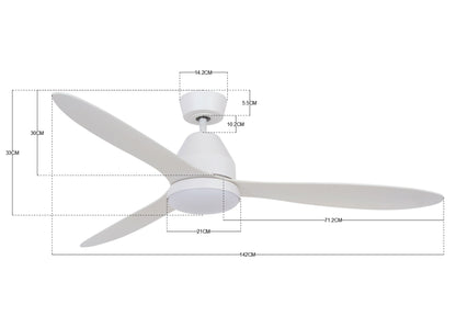 Deckenventilator Whitehaven, 142 cm ∅, 6 Geschwindigkeiten, inkl. Fernbedienung