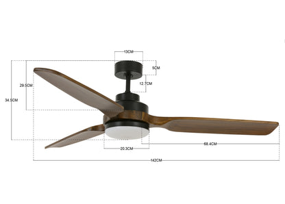 Deckenventilator Shoalhaven, 142 cm ∅, 3 Geschwindigkeiten, inkl. Fernbedienung