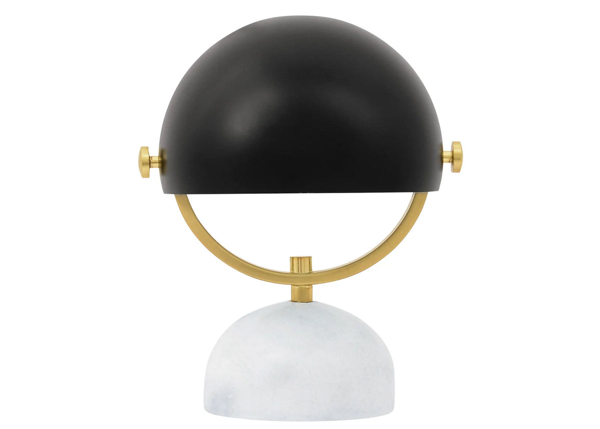 Lowe table lamp, metal lampshade, marble base E14, brass details