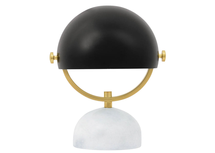 Lowe table lamp, metal lampshade, marble base E14, brass details