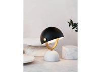 Lowe table lamp, metal lampshade, marble base E14, brass details