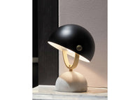 Lowe table lamp, metal lampshade, marble base E14, brass details
