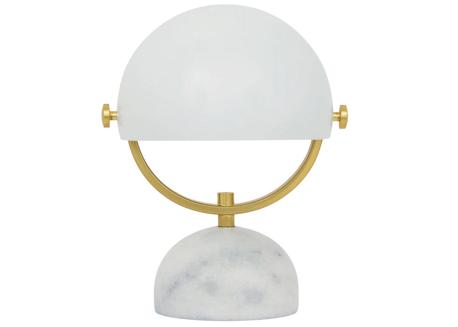 Lowe table lamp, metal lampshade, marble base E14, brass details