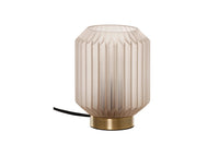 Table lamp Clancy, glass lampshade, brass base E14