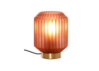 Table lamp Clancy, glass lampshade, brass base E14