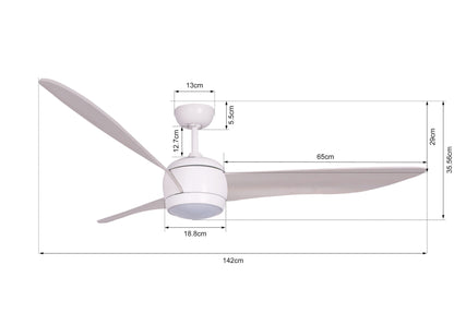 Deckenventilator Nordic, 142 cm ∅, 6 Geschwindigkeiten, inkl. Fernbedienung