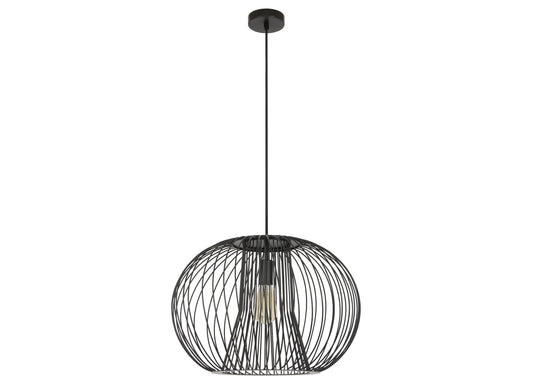 Pendelleuchte Pheonix, rundes Lampengestell, schwarz, E27 Sockel