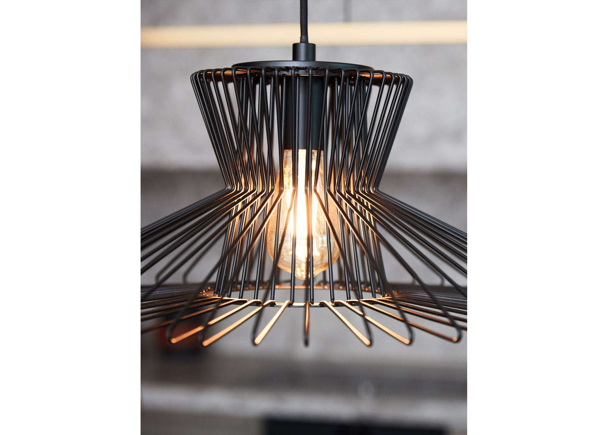 Pendelleuchte Pheonix, Lampengestell Flair, schwarz, E27 Sockel
